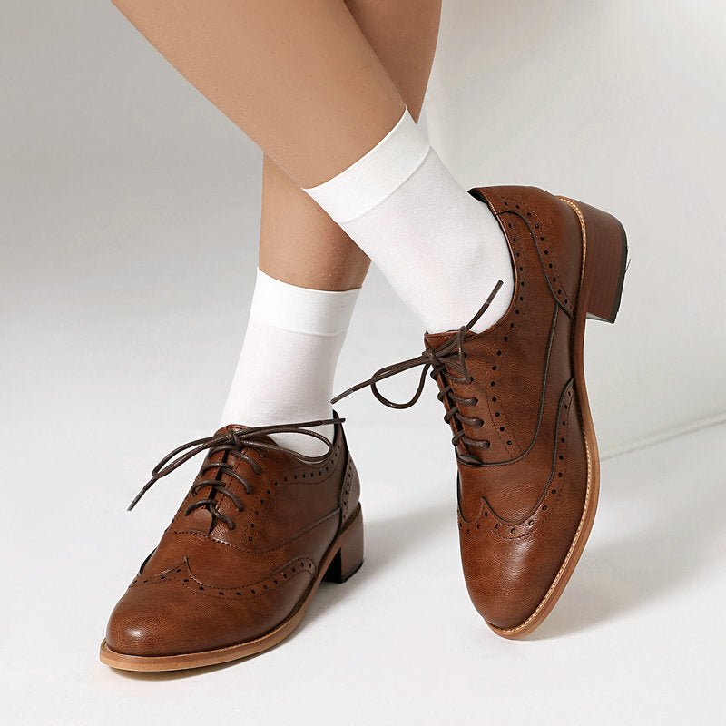 British Retro Oxfords Casual Shoes Lace-up Spring And Autumn Low-top Women
