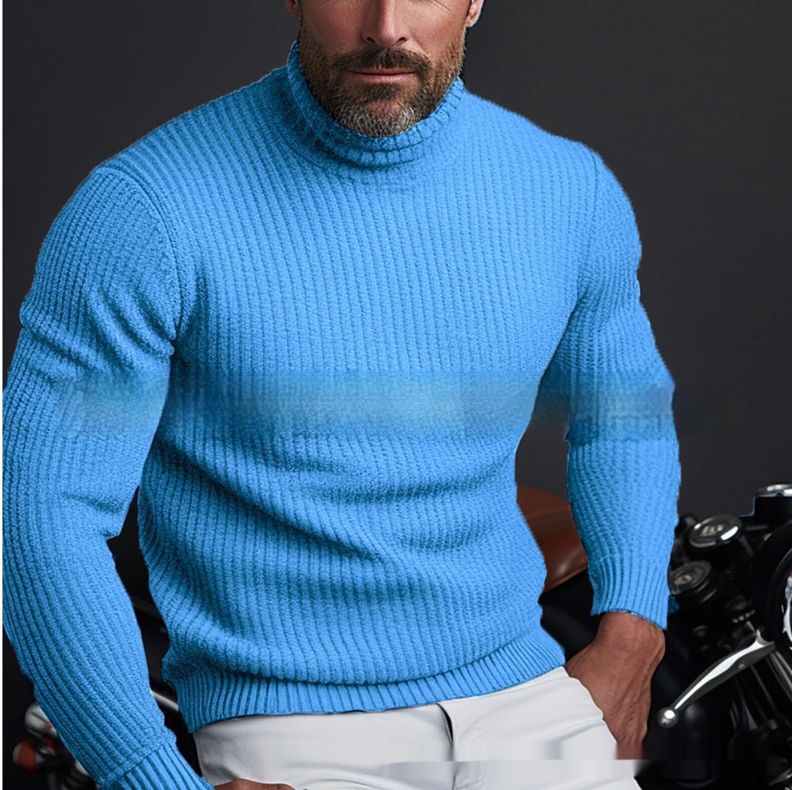 Men's Solid Color Long Sleeve Turtleneck Sweater