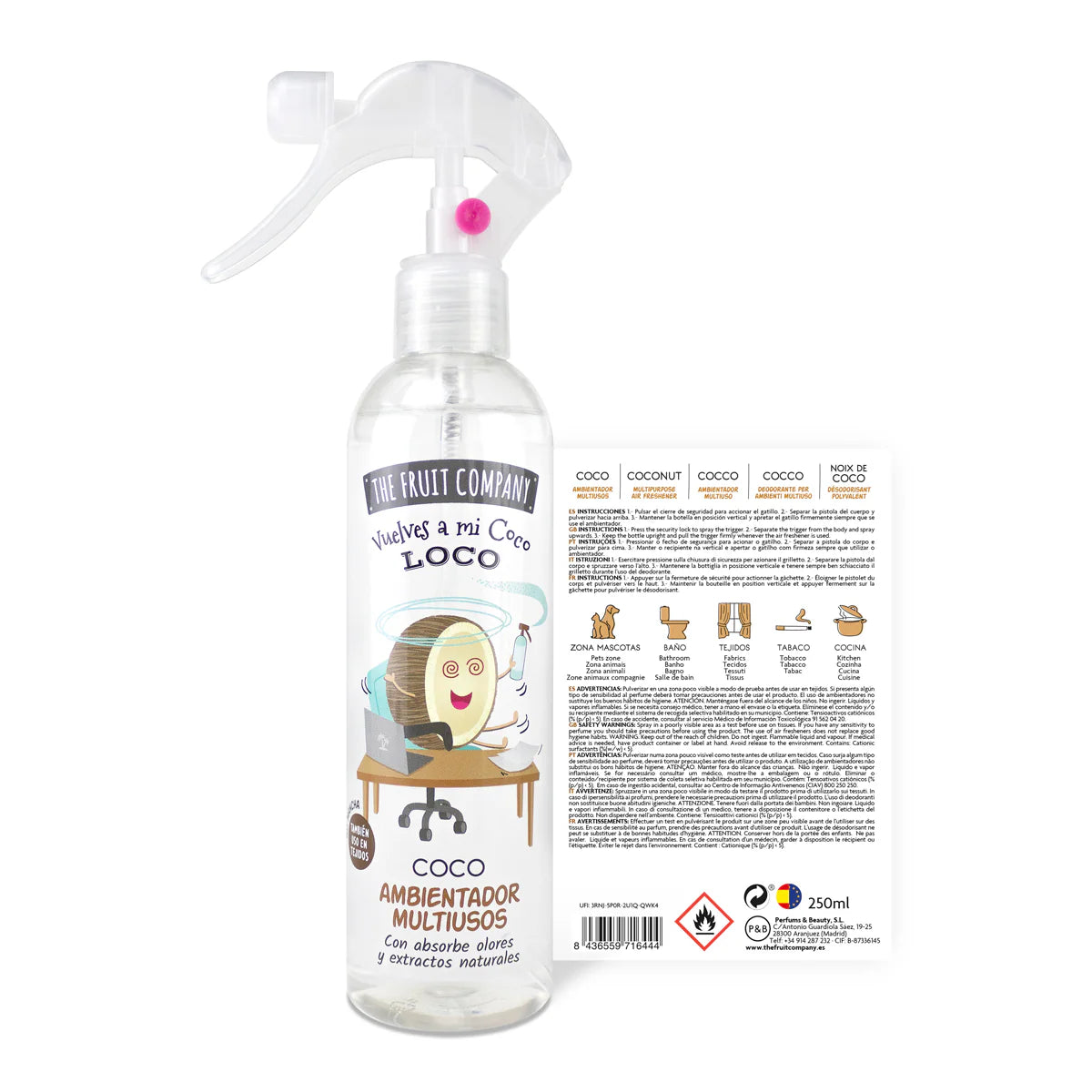 Spray Parfum d'Ambiance & Tissu Coco 250 ml - The Fruit Company  Marque: THE FRUIT COMPANY  Type: DÉSODORISANT