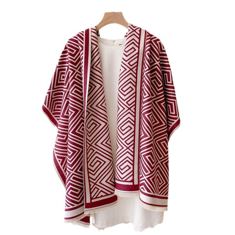 Thickened Warm Office Cloak Nap Wool Blanket Plaid Cloak Dual-use