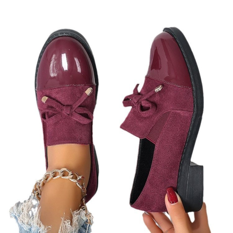 Women's Bowknot Chunky Heel One Pedal Loafer