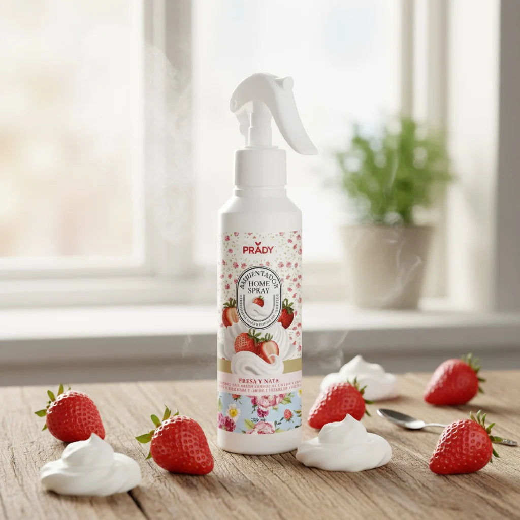 Spray d'Ambiance Maison Tissu et voiture fraise chantilly 220ML - Prady  Marque: PRADY  Type: SPRAY D'AMBIANCE