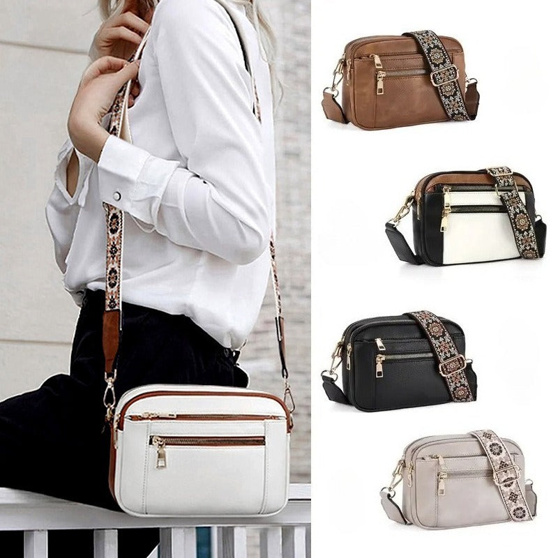 Ladies' Small Square Bag Two-tone Leather Crossbody Bag Large-capacity PU Crossbody Wallet Multi-functional For Women's Bag