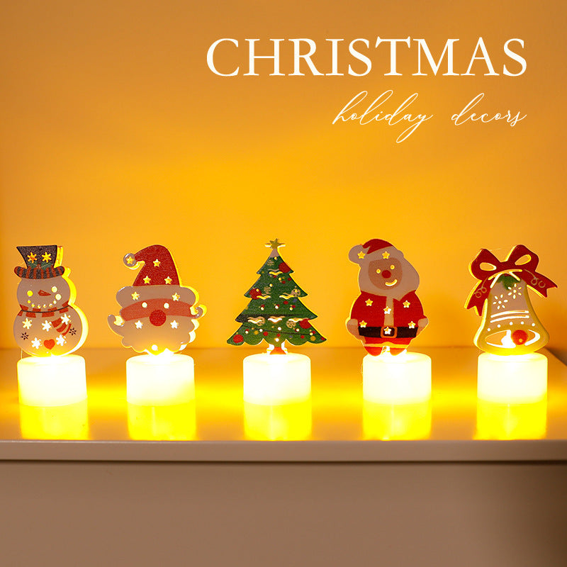 LED Electronic Candle Lights Christmas Trees Santa Claus Snowmen Creative Candles Small Night Lights Home Decorative Ornaments