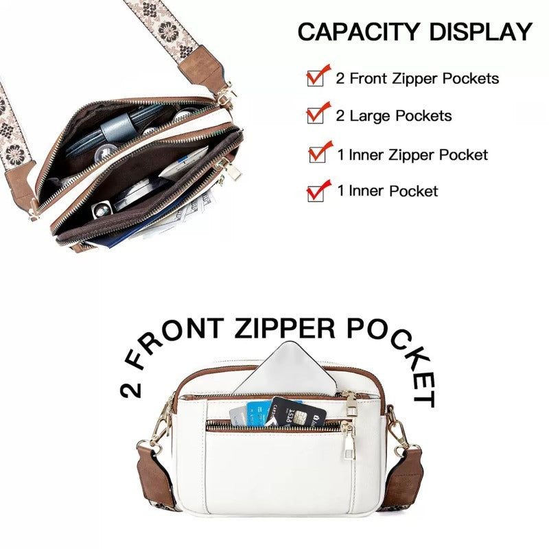 Ladies' Small Square Bag Two-tone Leather Crossbody Bag Large-capacity PU Crossbody Wallet Multi-functional For Women's Bag