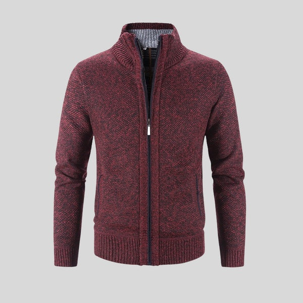 Men's Solid Color Stand Collar Cardigan Jacket