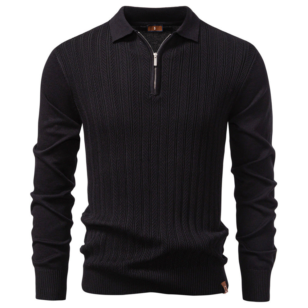 Men's Business Casual Sweater Long Sleeve Half Zipper Sweater