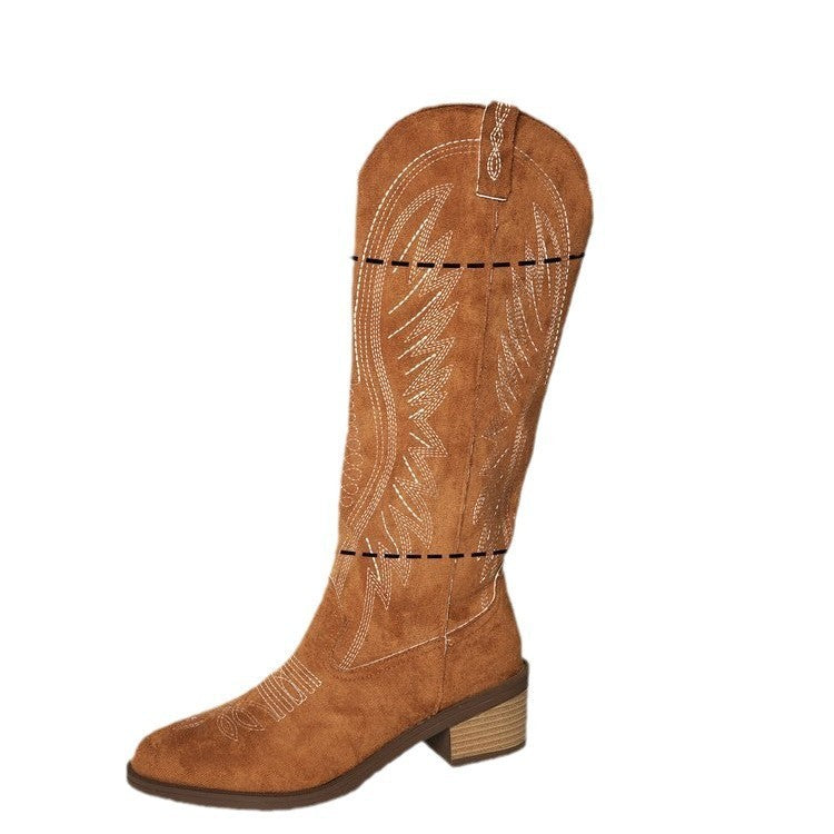 Plus Size Vintage Embroidered V Cut Martin Boots For Women Autumn And Winter