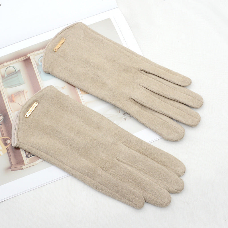 Women's Fleece Suede Gloves Warm And Cold Protection