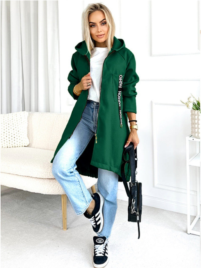 Hooded Sports Brushed Hoody Casual Long-sleeved Zipper Jacket