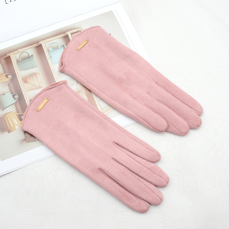 Women's Fleece Suede Gloves Warm And Cold Protection