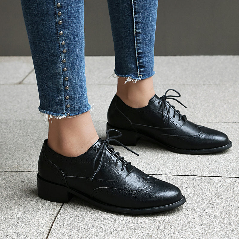 British Retro Oxfords Casual Shoes Lace-up Spring And Autumn Low-top Women