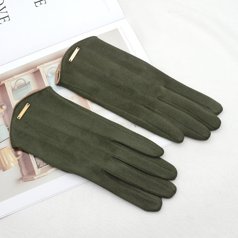 Women's Fleece Suede Gloves Warm And Cold Protection