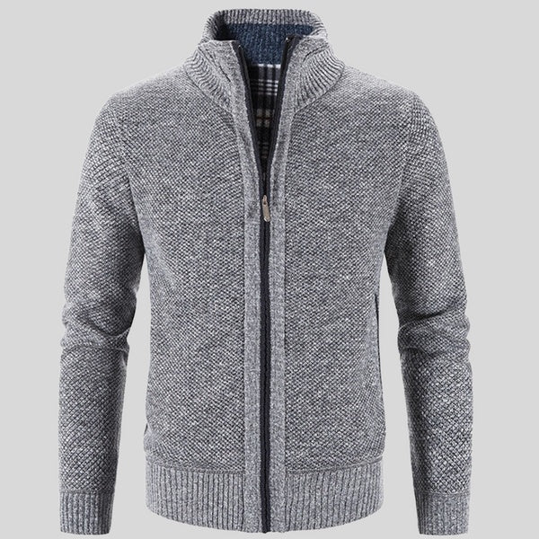 Men's Solid Color Stand Collar Cardigan Jacket