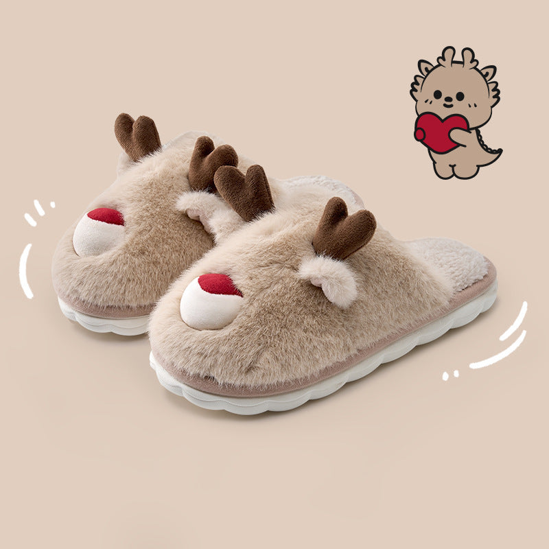Cartoon Cotton Slippers Inner Velvet Insulated Cotton-padded Shoes