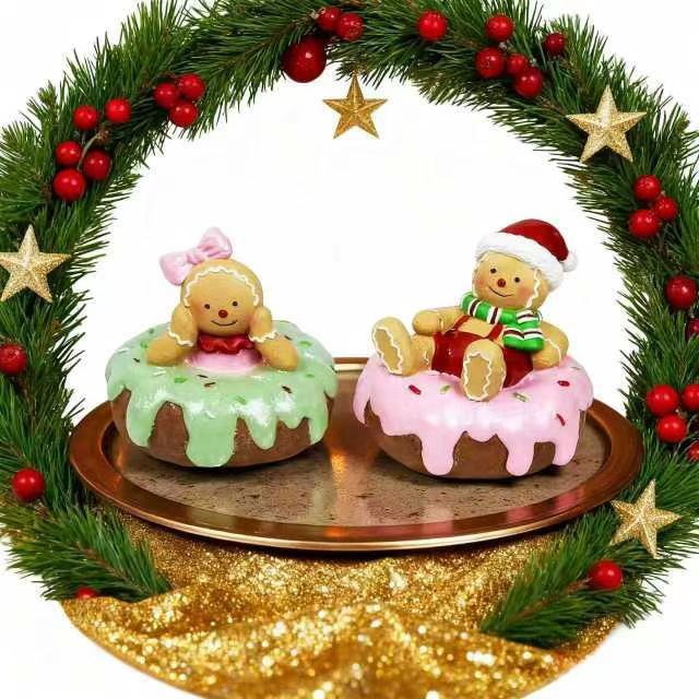 Hand Drawn Cartoon Resin Christmas Decorations Gingerbread Man