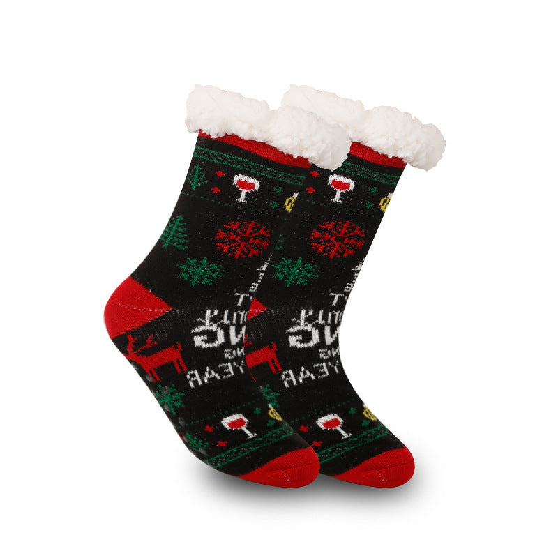 Christmas Women's Thickened Fleece-lined Room Socks