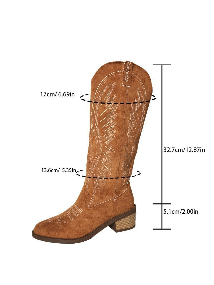 Plus Size Vintage Embroidered V Cut Martin Boots For Women Autumn And Winter