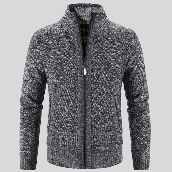 Men's Solid Color Stand Collar Cardigan Jacket