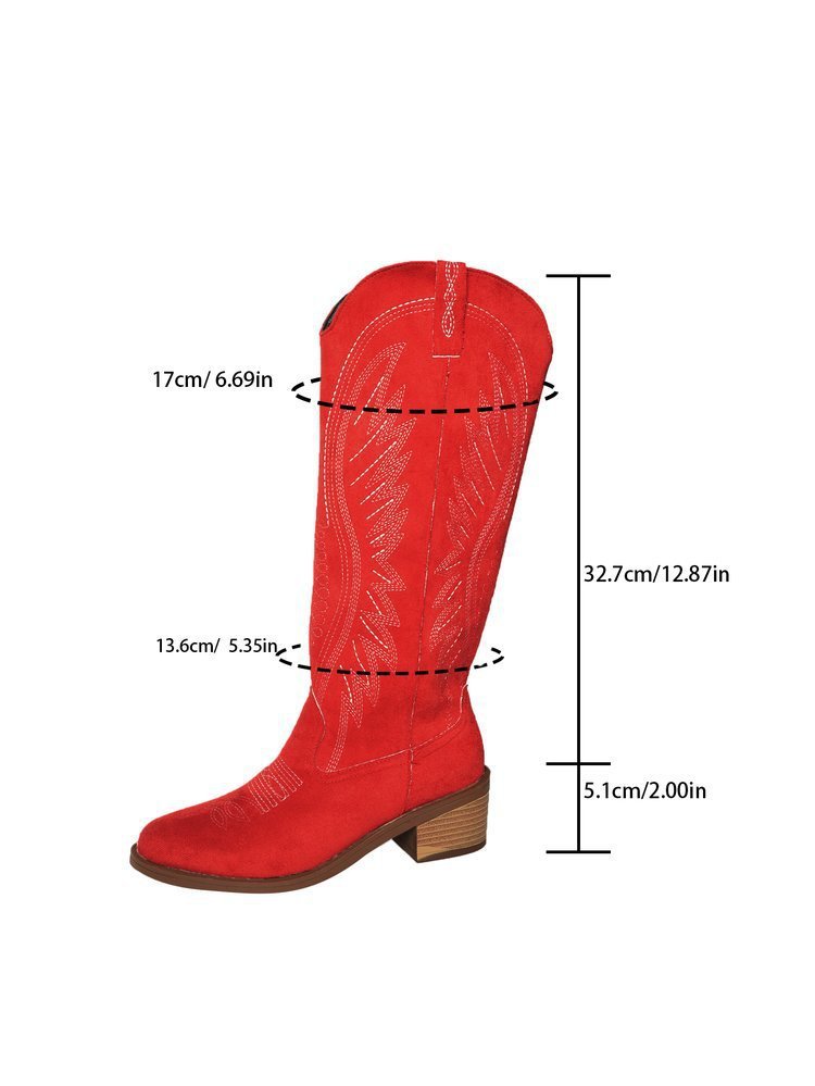 Plus Size Vintage Embroidered V Cut Martin Boots For Women Autumn And Winter