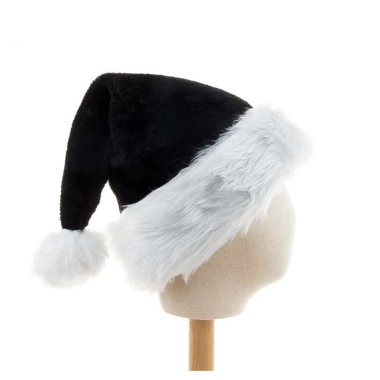 Black Christmas Hat Halloween Plush Hat Thickened Plus-sized Christmas Hat