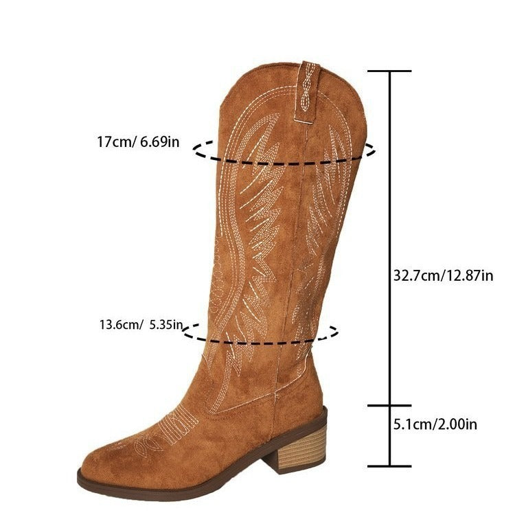 Plus Size Vintage Embroidered V Cut Martin Boots For Women Autumn And Winter